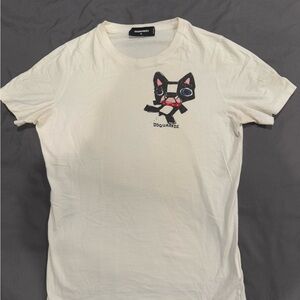 Dsquared2 Cream Graphic T-Shirt for Men